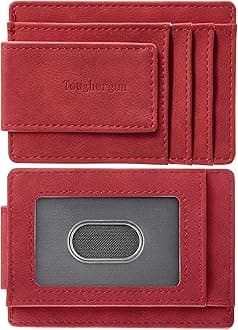 Toughergun Slim Wallet for Men RFID Blocking Money Clip, Minimalist Front Pocket Credit Card Holder, Magnetic Thin Mens Wallets with ID Window