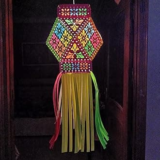 ALILA Hanging Lantern Kandil For Balcony Lamp Shade Jhumar Home Living Room Diwali Xmas Christmas Decor Decoration (M5 - Akash Kandil For Diwali Balcony)