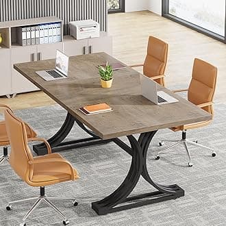 Tribesigns 5FT Small Conference Table for 4 to 6, Modern Meeting Table with Strong Metal Frame for Office Meeting Conference Room