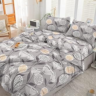 3PCS Double Duvet Cover Set, 100% Egyptian Cotton, 400 Thread Count, Floral Printed Double Bedding Set with Pillowcase