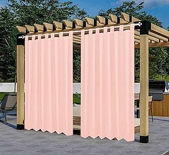 Polyester 300GSM Fabric Waterproof Rain & Sun Blockage Curtains(Pink 4.5 X 11.5 Feet,Piece of 1) with Top Style Loop Used for Door,Balcony,Outdoor & Indoor Area