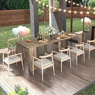 Ball & Cast Extendable Dining Table, 20"/118.5" Large Dining Room Table for 6-10 Person,Kitchen Table with Wood Legs, Space-Saving Folding Console Table,Brown