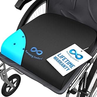 Everlasting Comfort Ventilated Wheelchair Cushions for Pressure Relief - Gel Memory Foam Wheel Chair Seat Cushion Pad for Seniors and Adults & Pain Relief - Soft Non-Slip Cover - Office Accessories