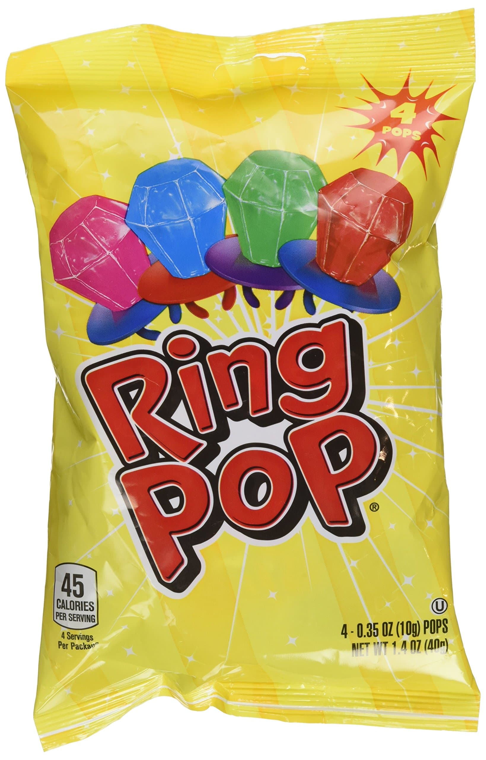 Bazooka Ring Pop Candy 0.35 oz Bag - 4 Count