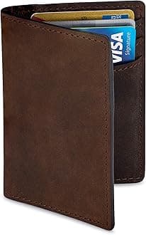 Premium Leather Credit Card Holder Wallet for Men | Slim RFID Blocking Wallet, Brown