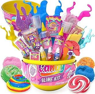 GirlZone Rainbow Candy Slime Kit - Medium, Rainbow - Egg Slime Kit & DIY Cloud Foam - Sensory Toy & Candy Play Set for Kids Ages 7 & up