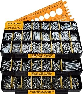 Jackson Palmer 2251 Piece Hardware Assortment Kit with Screws, Nuts, Bolts & Washers (3 Trays)…