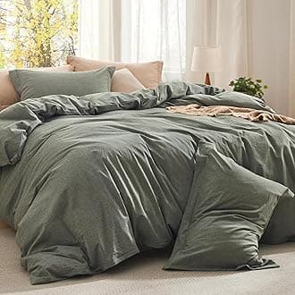 Bedsure Comforter Set Full Size Grayish Olive Green - Cotton Fabric with Microfiber Inner Fill, Full Comforter Set for All Seasons, 3 Pieces, 1 Comforter (82"x86") and 2 Pillow Cases (20"x26")