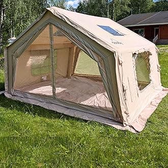 Coody | Rbm Outdoors Koala/Hub/Octopus Inflatable Tents for Camping with Stove Jack, 2/8/10 Person Luxury Canvas Blow Up Tent, 2 Room, Easy Setup Casa de Campaña, Large Inflatable House with Pump