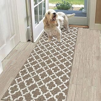 SHACOS Runner Rug for Entryway Brown 50x150cm Non Slip Doormat Runner Non Shedding Kitchen Rug Machine Washable Floor Carpet Mat for Hallway Entryway Bedroom Laundry Room