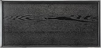 36 x 22 Inches Extra Large Solid Wood Serving Tray for Tea Coffee Table Snack Food Meals Serving Plate Kitchen Party Bar Breakfast Server with Raised Edges Black Wooden Decorative Ottoman Tray