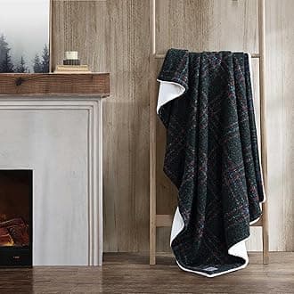 Eddie Bauer - Throw Blanket, Soft & Textured Boucle Bedding with Faux Fur Reverse, Blanket for Couch & Bed (Tarrytown Plaid Green, 50" x 70")