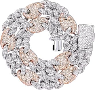 TOPGRILLZ16mm 6 Times 14K Gold Filled Iced out Cubic Zirconia Miami Cuban Link Chain for Men with Box Clasp Hip Hop Prong Setting