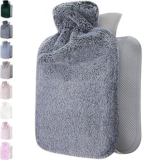 Qomfor Hot Water Bottle with Soft Cover - 1.8L Large - Hot Water Bag for Pain Relief, Neck and Shoulders, Feet Warmer, Menstrual Cramps, Hot and Cold Therapy - Great Gift for Women - Dark Grey