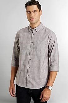 Symbol Premium Men's Stylish Checkered Casual Shirt - Regular Fit | Full Sleeve | Pure Cotton | Smart Casual Wear (Available in Plus Sizes)