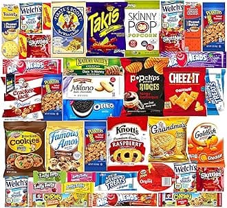 Ultimate Snacks Care Package Comes in Beautiful Gift Box- (40 count) Bulk Variety Sampler, Chips, Cookies, Bars, Candies, Nuts,, Great For Christmas, Office Meetings , Friends & Family, Military, College Students, New Year