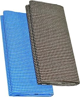 TUNI MANI Men's Cotton Lungi/Stitched/Mini Checked/Length 2.10m (Pack of 2)