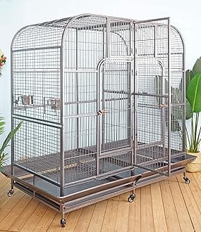 Double Cage with Center Divider for Bird Parrot Aviary W64xD32xH73 New