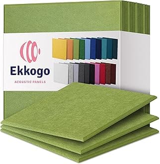 Ekkogo Acoustic Panels 12-Pack Soundproof Wall Panels 12''X12''X0.4'' Sound Panels High Density Sound Dampening Panels - [Gin Green Square]