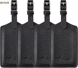 26 Pack Leather Luggage Tags for Suitcases Travel Tags，Black
