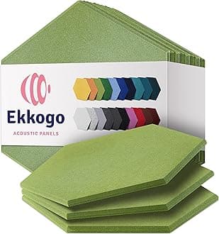 EkkogoAcoustic Panels 12-Pack Soundproof Wall Panels 14''X13''X0.4'' Sound Panels High Density Sound Dampening Panels - [Gin Green Hexagon]