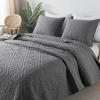 R.SHARE Dark Grey Quilt King Size with Pillow Sham, King Quilt Bedding Sets Lightweight Soft Bedspread Coverlet Bed Cover All Season, 3 Piece (1 Quilt, 2 Pillow Shams) 104x90 inches