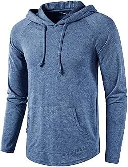 SIR7Men's Gym Workout Active Long Sleeve Pullover Lightweight Hoodie Casual Hooded Sweatshirts