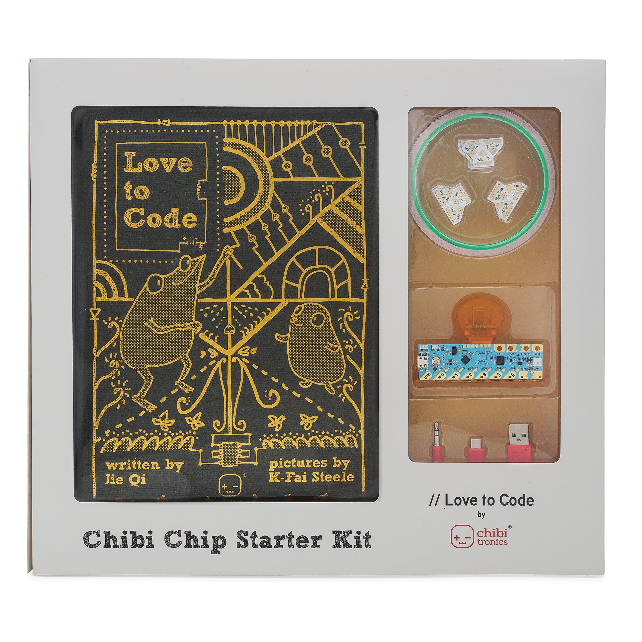 ChibitronicsLove to Code Creative Coding Kit - Full Stem/Steam kit - for Educators in The Classroom - Paper Circuits - Peel and Stick Circuits - Computer Programming