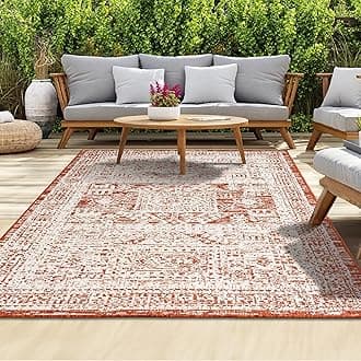 homeart Outdoor Rug - Easy-Clean, Durable, Stain-Resistant, Weather & UV Resistant Indoor & Outdoor Rugs for Porch, Deck, Balcony, Garden, Picnic and Patio | Vintage Terra, Cream - 200x290cm