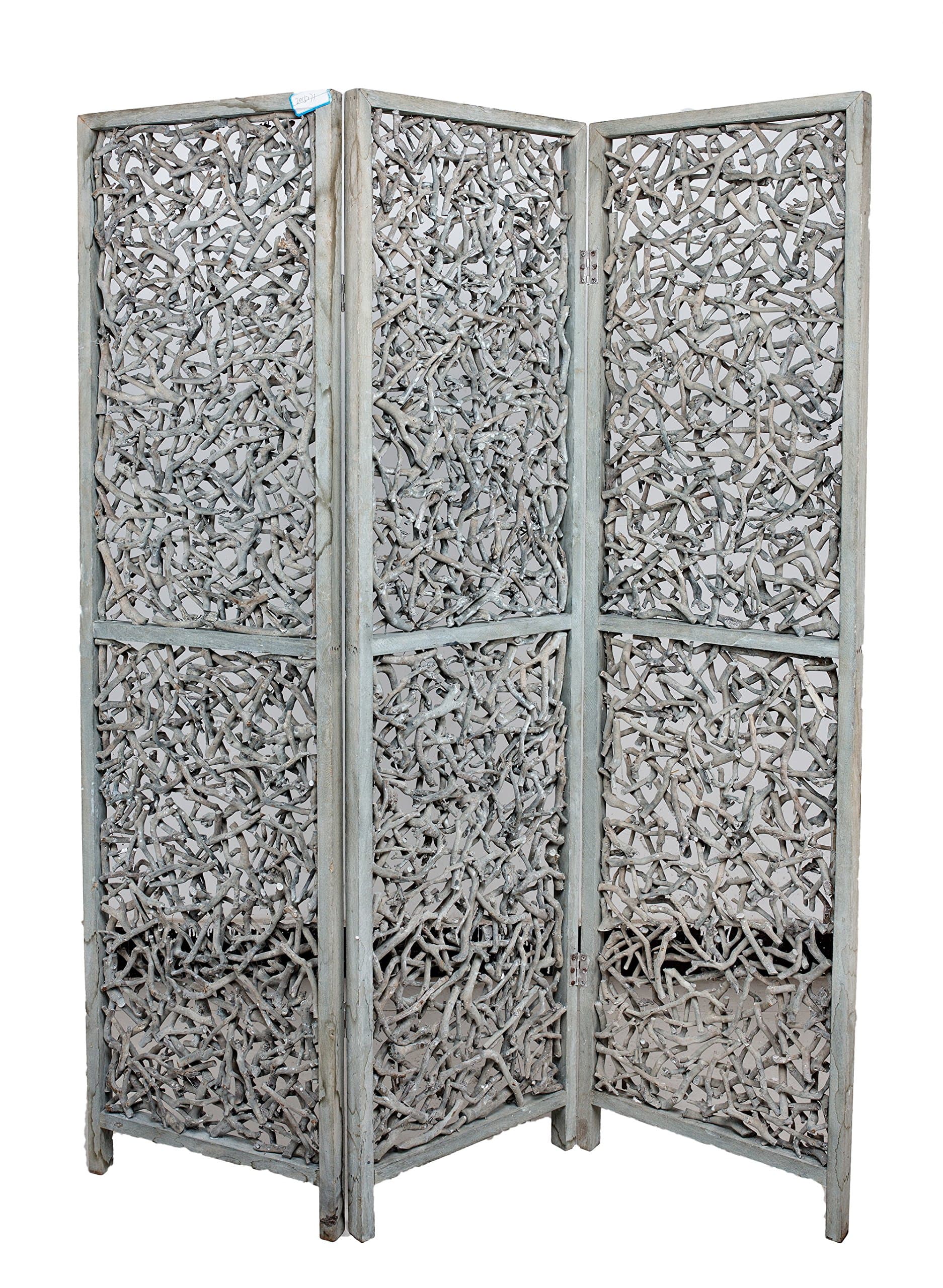 3 Panel Solid Wood Screen Room Divider Rustic Grey Color, by Legacy Decor