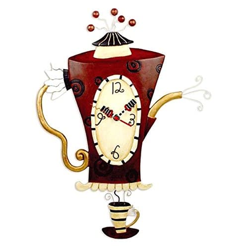 Wall Clock Coffee Tea Teapot Steamin'C652 Pendulum Clock