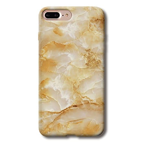 ELETRICO iPhone 7 Plus Case TPU Silicone Soft Back Cover Marble Stone Pattern 5.5 inch (khaki)