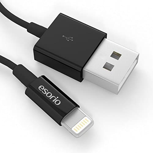 esorio® MFI Lightning Apple iPhone to USB data cable 2m in black