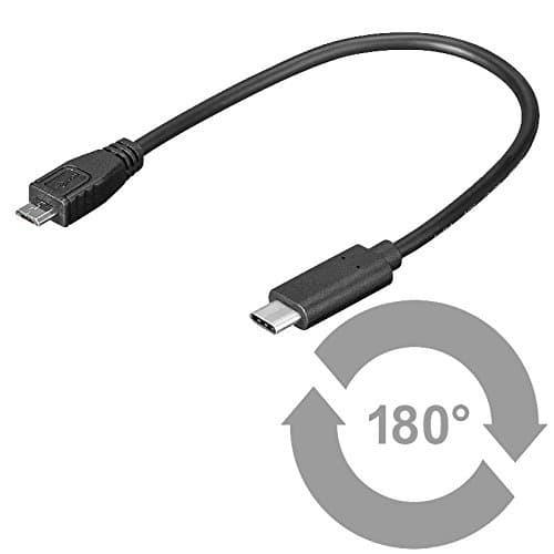 Ewent USB 3.1 super speed cable type A/micro B male to B/C reversible USB 3.1, 0.20 m, black