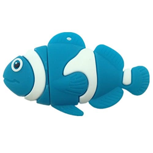 Blue Fish USB Flash Drive 32GB - Memory Stick Data Storage - Pendrive - White and blue