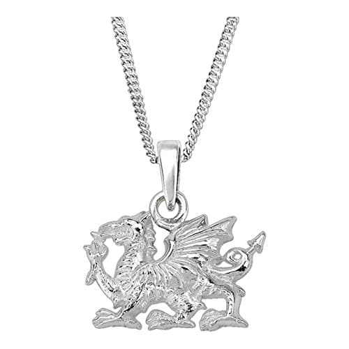 Welsh Dragon Silver Pendant - Includes 18" Chain
