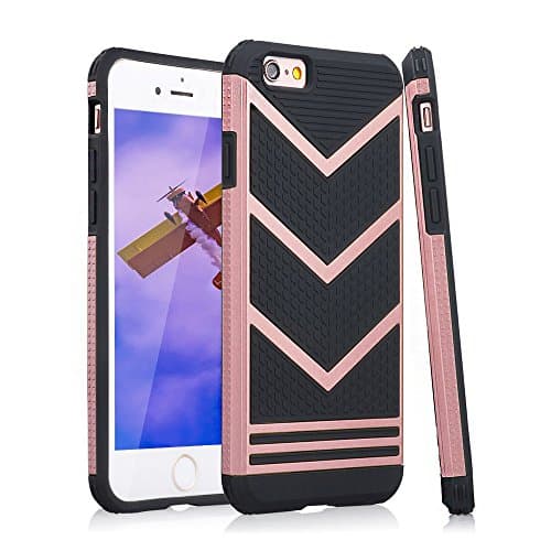For iPhone 6 Plus Case, Serpeo Armour Shockproof Protective iPhone 6S Plus Case Cover, Anti-Slip 2 in 1 Hybrid PC + Soft TPU Rubber Bumper Case Cover for iPhone 6 Plus/6S Plus 5.5" (Rose Gold)