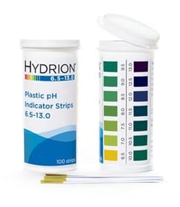 Micro Essential Lab 9600 Plastic pH Test Strips, 6.5 - 13.0 pH