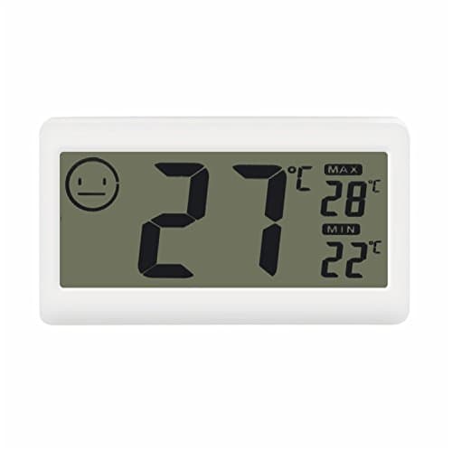 Fliiners Mini Digital Thermometer Hygrometer Temperature Humidity Meter Display with LCD Monitor Indoor Household Office Gym Kitchen etc White (1 Pack)