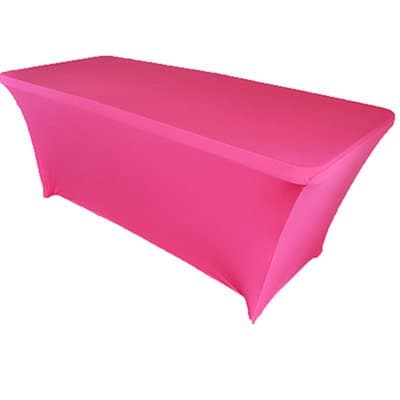 SY66 Tablecloth Cover, 6 ft white,Table Cloth Skirts, Rectangular, Polyester/Spandex, Elastic, Stretchable Linen, Stain & Wrinkle Proof, for Folding Tables, Wedding, DJ, Events (fushia)