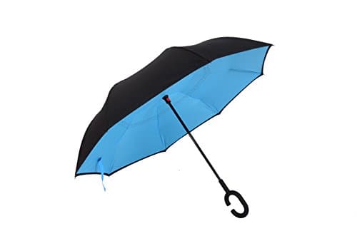 Reverse Double Layer Waterproof GOT Shop C-Shape Handle Umbrella, Inverted Folding Umbrella with Carry Bag Free, Inside-Out Folding for Car Use (Sky Blue)