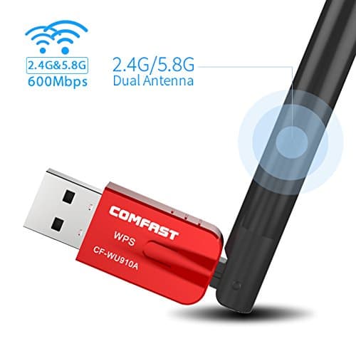 COMFAST CF-WU910A 600Mbps Wireless WiFi Network Adapter Bluetooth 2.1/4.2 USB2.0 WiFi Adapter 11ac Dual Band (2.4G/150Mbps + 5G/433Mbps) Wireless Network Adapter for PC /Desktop/Laptop/Ta