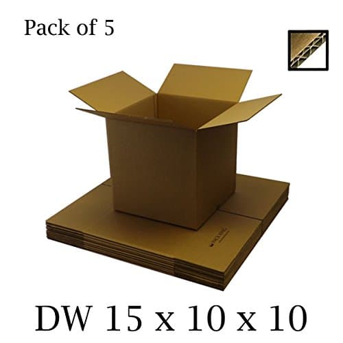 5 x Double Wall Brown Cardboard Boxes Packaging Postal, Mailing & Storage Strong Containers Flat Packed Corrugated Cartons House Moving / Removals – All Sizes Available (15" x 10" x 10" / 381 x 254 x 254mm)