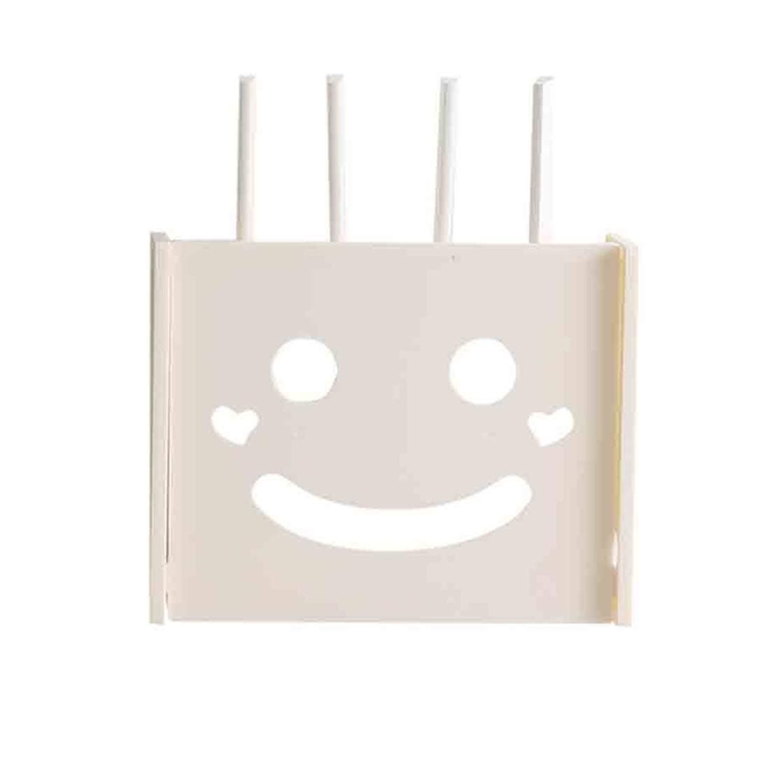 Wireless WiFi Router Storage Box Plastic Shelf Wall Bracket Cable Organizer (White)