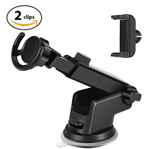 Car Mount for Pop Holder Socket, Cotuca Adjustable Universal Car Windshield & Dashboard Phone Mount with Adjustable Arm for Pop Socket, with two replaceable clips,Black