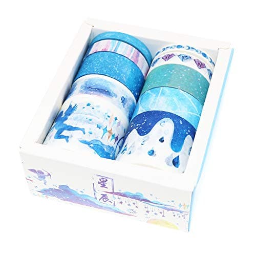 BITEYI Washi Tape Set 10 Rolls Masking Tape Multi-Pattern-Themes Sticky Paper Tapes for DIY Decorative Craft,Bullet Journal,Gift Wrapping,Scrapbook (Star)