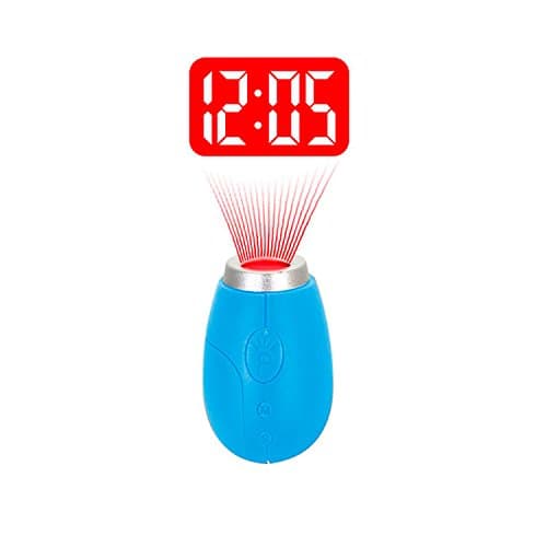 Portable Mini Projection Clock, for LED Wall or Ceiling Projection, Bedrooms, Travel, Camping, with Key chain (3 Colors) (Blue)