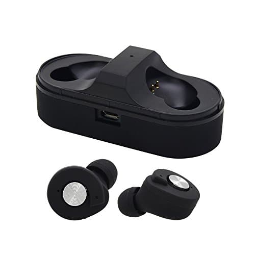 True Cordless Twins Bluetooth Earbuds, Mini Bluetooth Headset With Built-in Mic, Stereo Sound With Noise Reduction And Deep Bass, Single Use or Dual Use, Charging Case by Ambassador. (black)