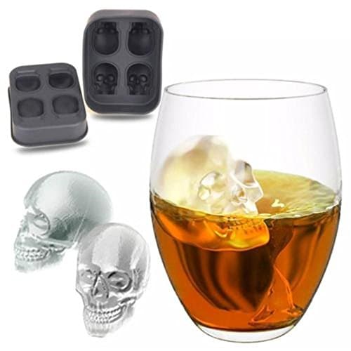 ULAKY 1PCS Skull Shape 3D Ice Cube Mold Maker Bar Party Silicone Trays Chocolate Mold