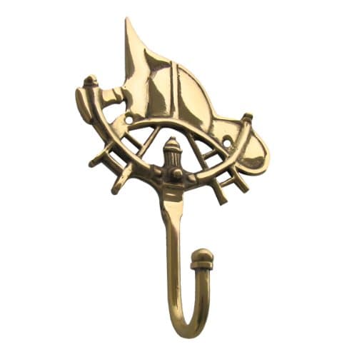 Solid Brass Fire Helmet Wall Mount Hook